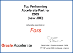 Награда Oracle "Top Performing Accelerate Partner (new JDE)